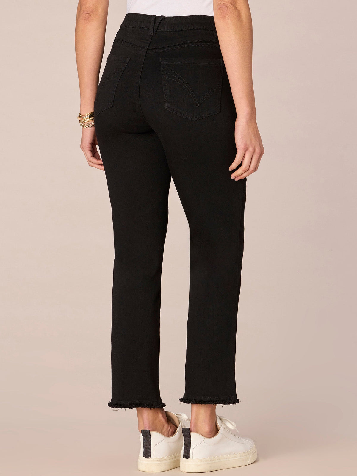 Democracy Clothing "Ab"solution High Rise Cascading "D" Pocket Slim Straight Jeans - Black Denim