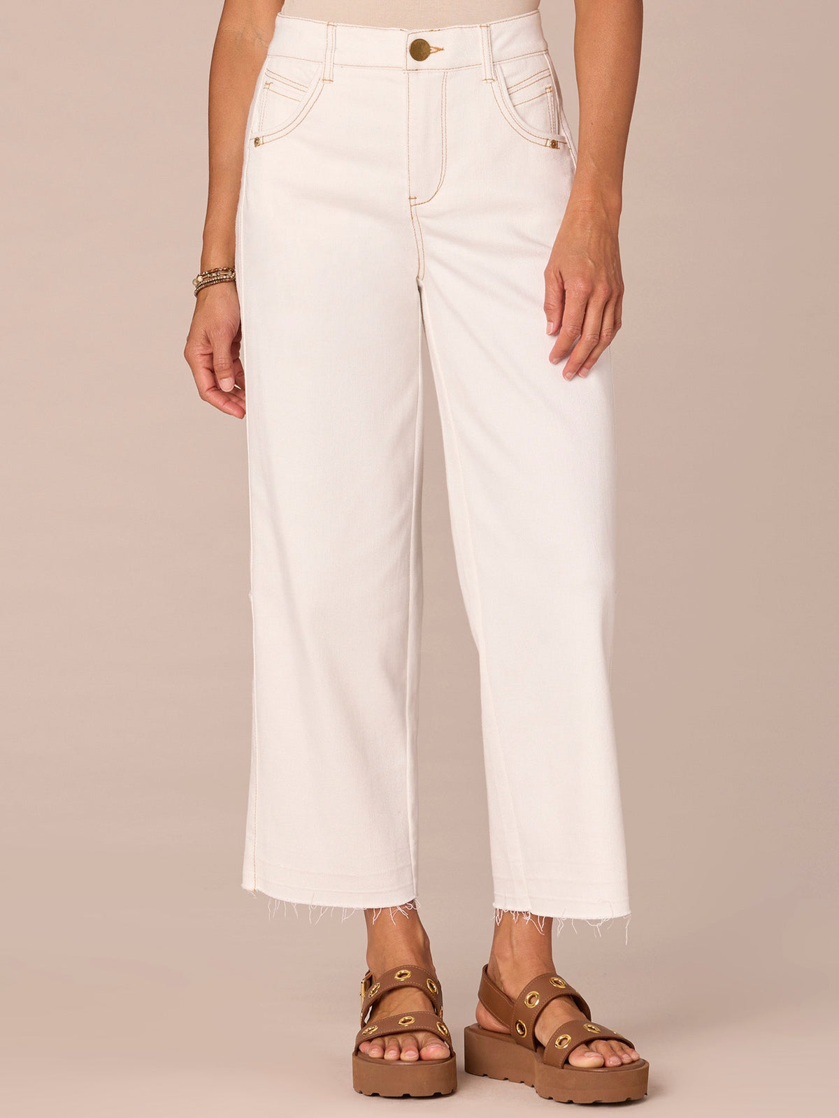 Democracy Clothing “Ab”solution® Skyrise Fray Hem Petite Relaxed Straight Leg Jean - Optic White Denim