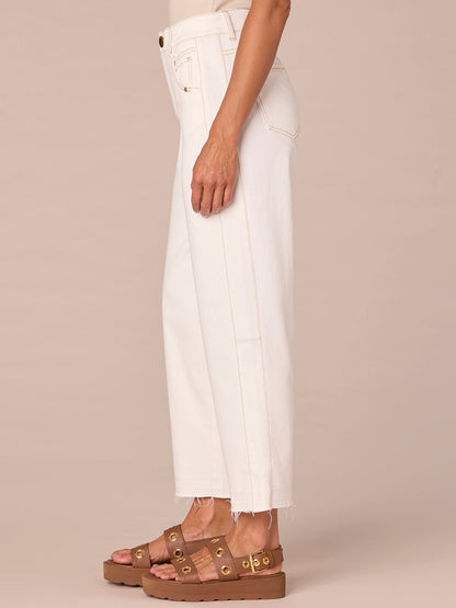 Democracy Clothing “Ab”solution® Skyrise Fray Hem Petite Relaxed Straight Leg Jean - Optic White Denim