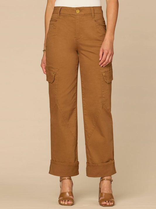 Democracy Clothing “Ab”solution® Skyrise Cuffed Utility Petite Relaxed Straight Leg Pant - Nutmeg