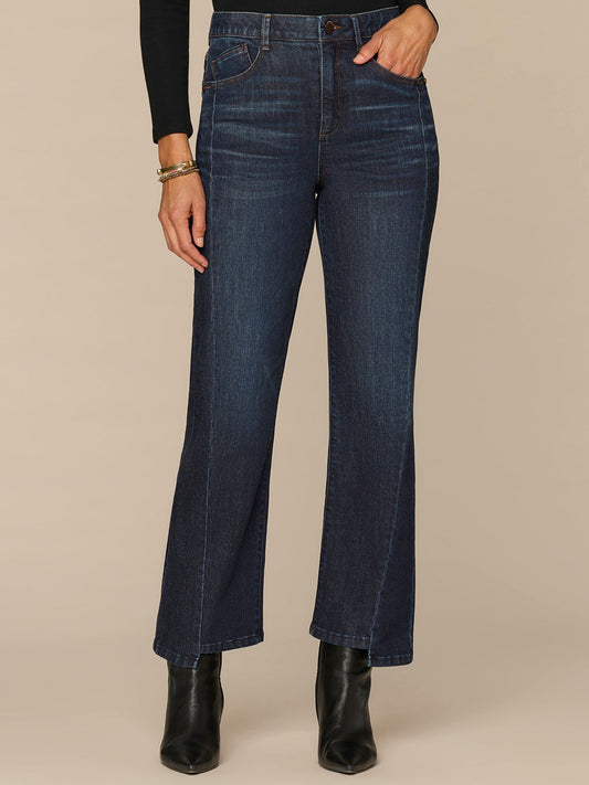 Democracy Clothing "Ab"solution® Skyrise Barely Boot Petite Jeans with Clean Finish Hem - Indigo Artisanal Denim