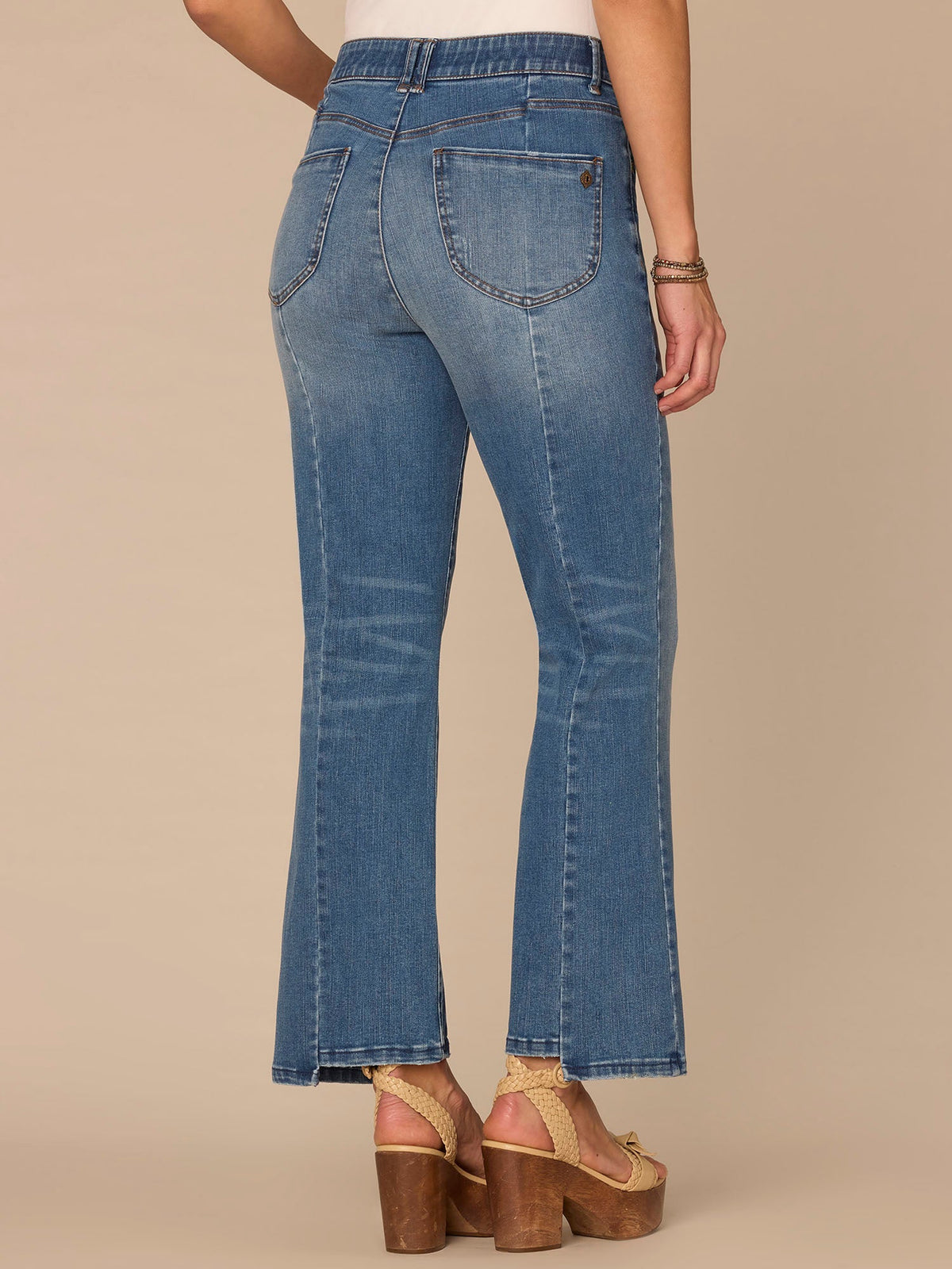 Democracy Clothing "Ab"solution® Skyrise Petite Barely Boot Jeans with Clean Finish Hem - Mid Blue Artisanal Denim