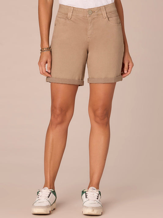 Democracy Clothing "Ab"solution® Petite Colored Twill Shorts - Portobello|Tangerine|Brindle Olive|Flint|Dusty Papaya