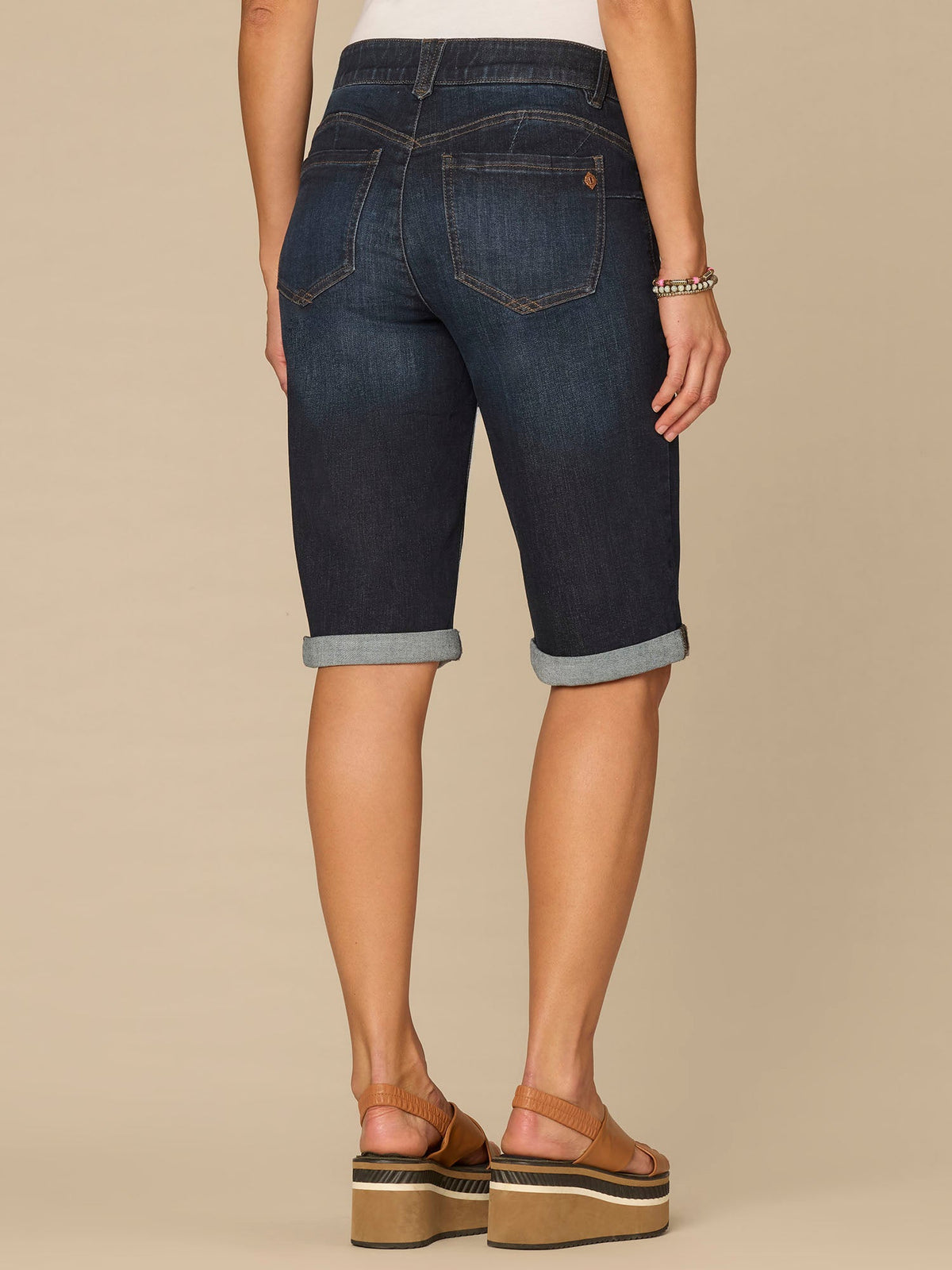 Democracy Clothing “Ab”solution® Mid-Rise Dark Indigo Artisanal Petite Bermuda Shorts - Dark Indigo Artisanal Denim