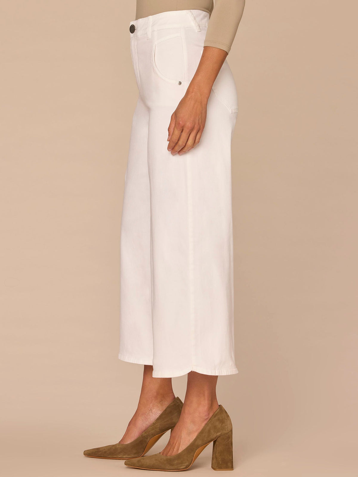 Democracy Clothing "Ab"solution® Skyrise Cropped Tulip Hem Optic White Wide Leg Jeans - Optic White