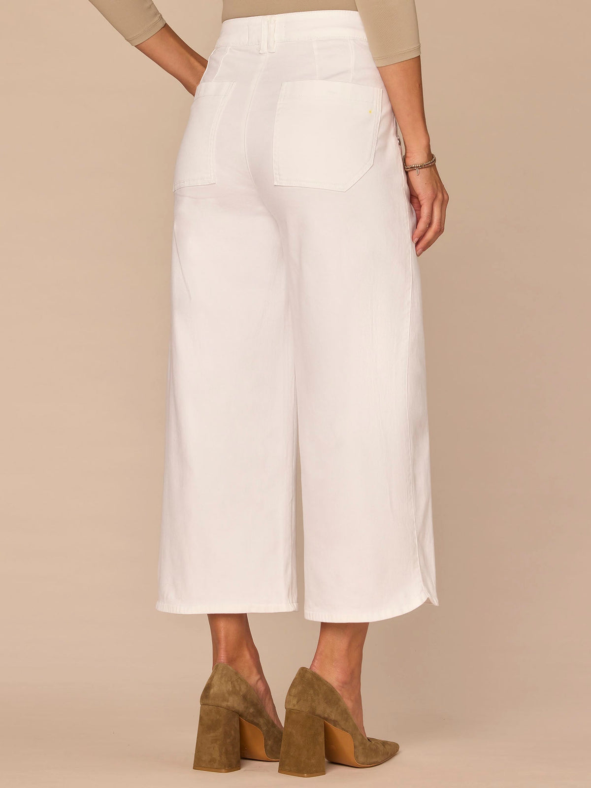 Democracy Clothing "Ab"solution® Skyrise Cropped Tulip Hem Optic White Wide Leg Jeans - Optic White