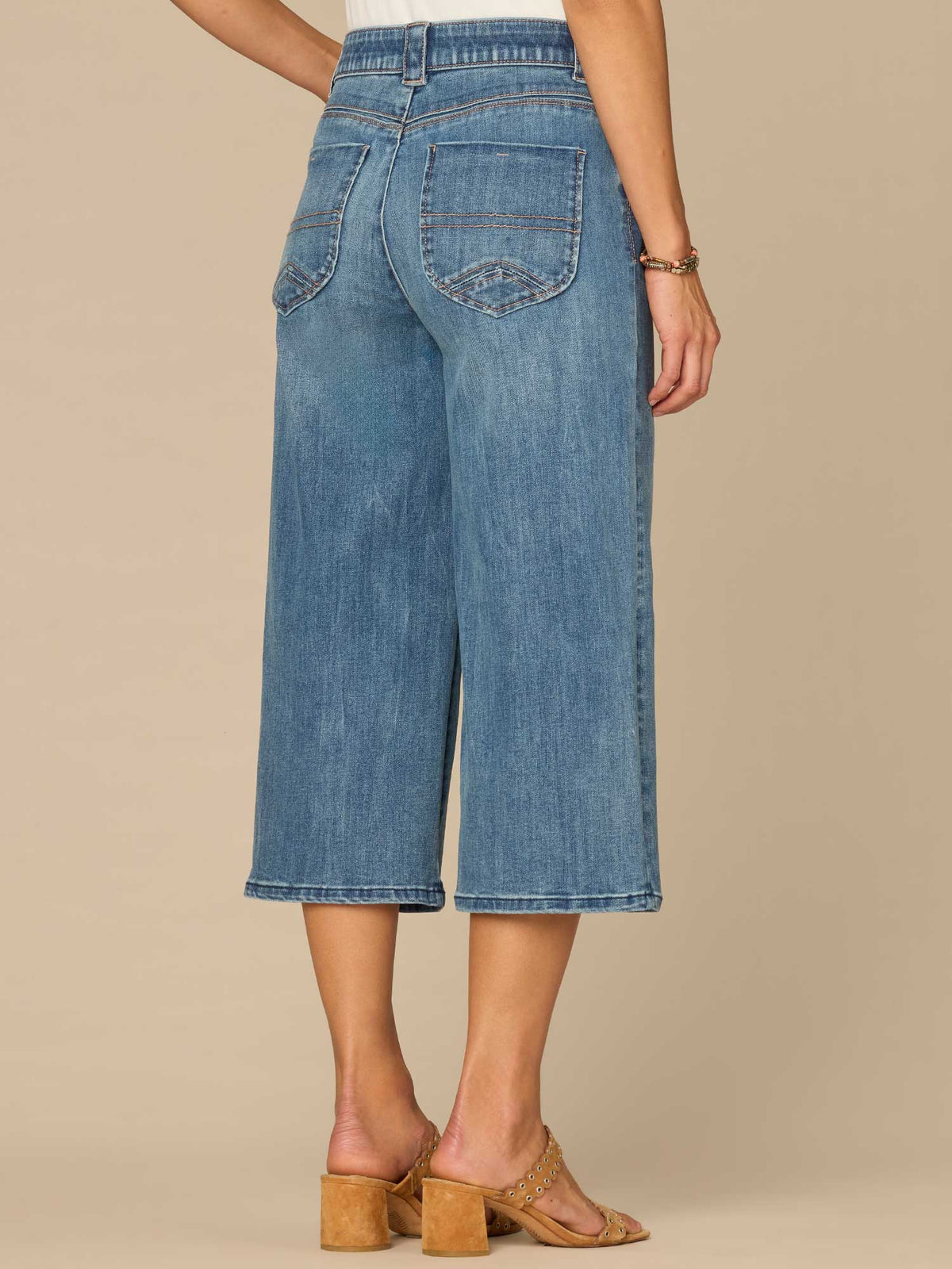 Democracy Clothing "Ab"solution® High Rise Hook and Bar Relaxed Capri Jeans - Mid Blue Artisanal Denim