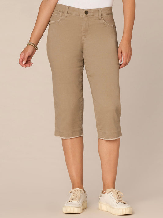Democracy Clothing "Ab"solution Mid-Rise Fray Hem Skimmer Pant - Portobello|Laurel Oak