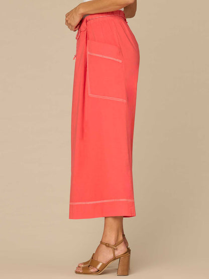 Democracy Clothing Skyrise Wraparound Patch Pocket Cropped Wide Leg Glider Petite Pants - Tangerine|Candied Walnut