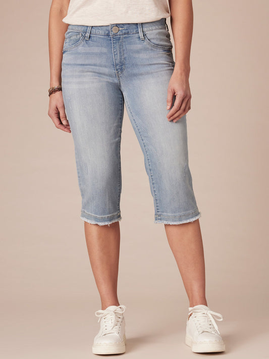 Democracy Clothing "Ab"solution® Light Blue Denim Skimmer Capri - Light Blue Denim