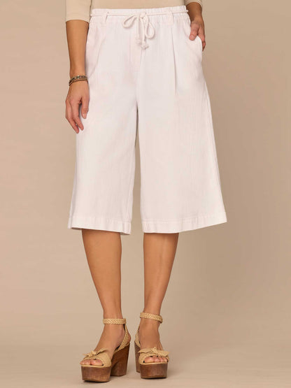 Democracy Clothing "Ab"leisure Skyrise Spade Pocket Petite Bermuda Shorts with Rope Belt - Optic White Denim