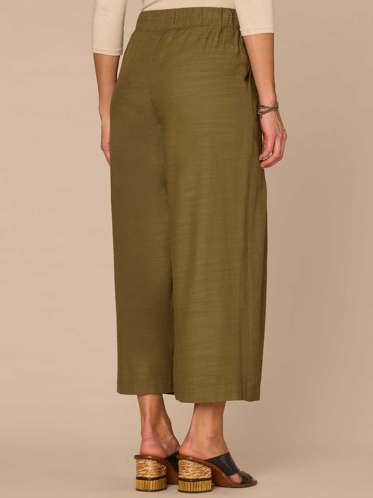 Democracy Clothing Skyrise Triple Pleat Cropped Wide Leg Glider Pants - Forest Moss