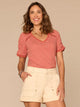 Persimmon Red Ecru Stripe