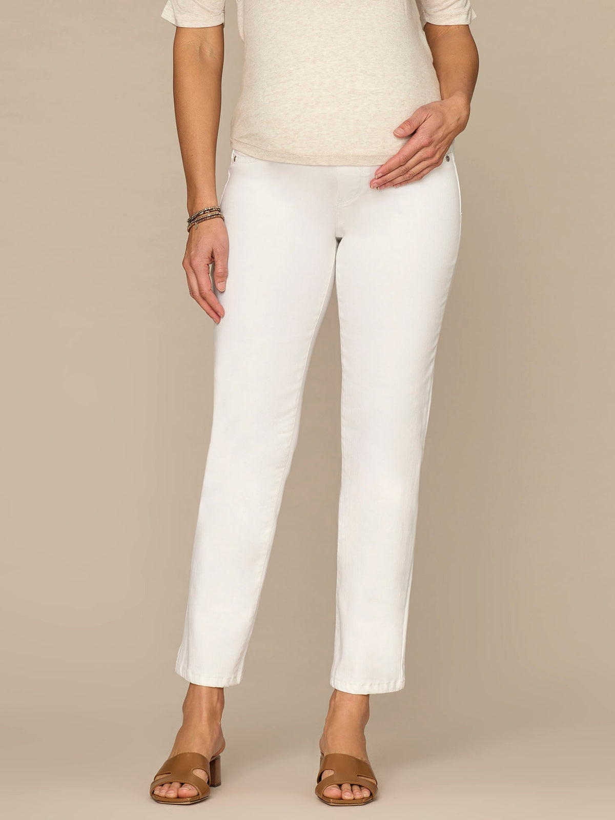 Democracy Clothing CradleComfort Baby Bump Optic White Maternity Straight Leg Jeans - Optic White Denim