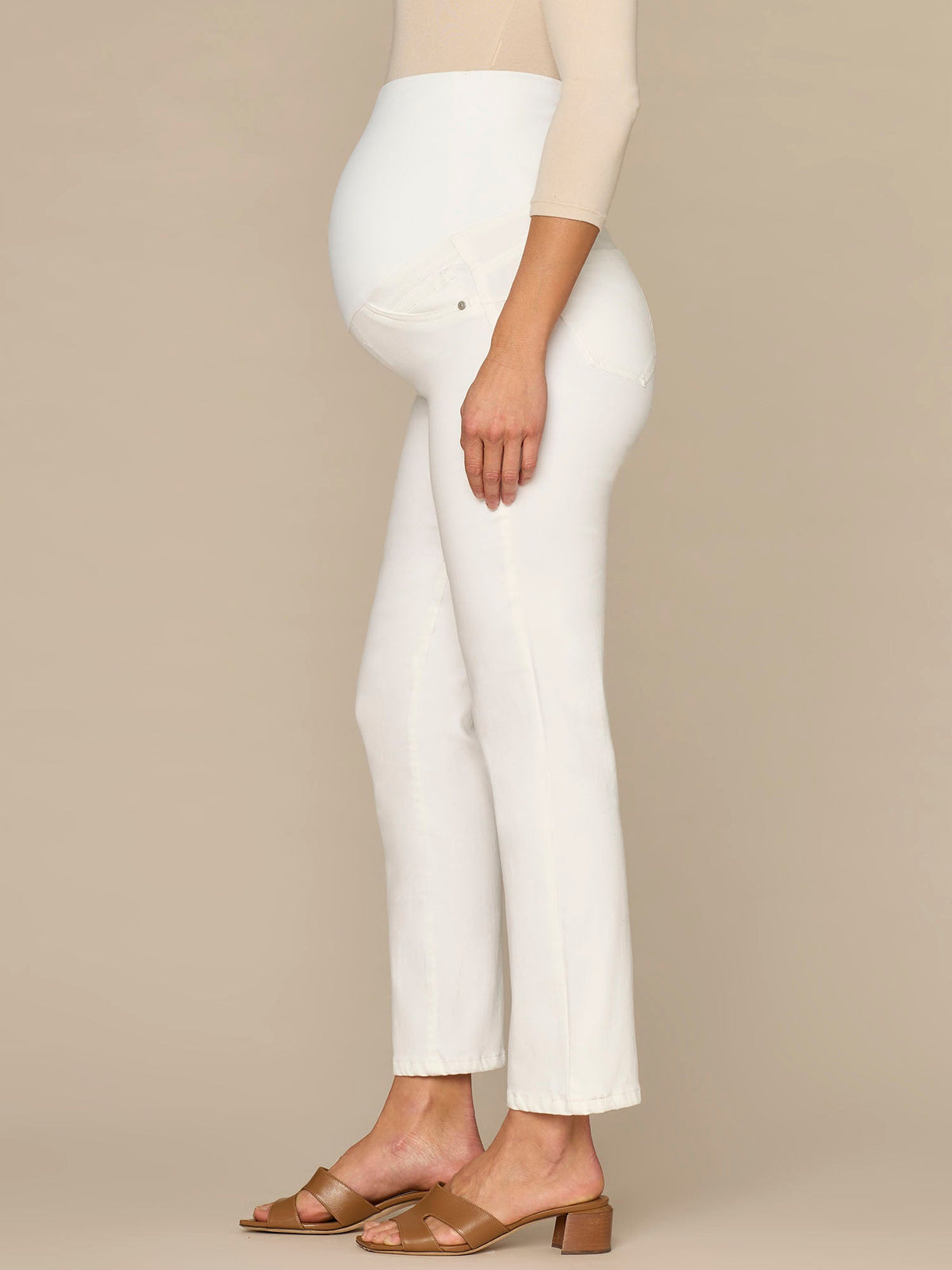 Democracy Clothing CradleComfort Baby Bump Optic White Maternity Straight Leg Jeans - Optic White Denim