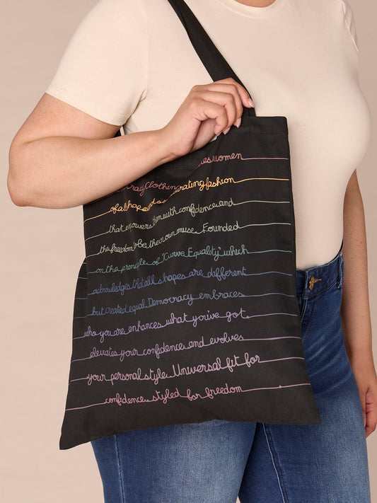 Democracy Clothing Democracy Script Drawstring Tote Bag - Black