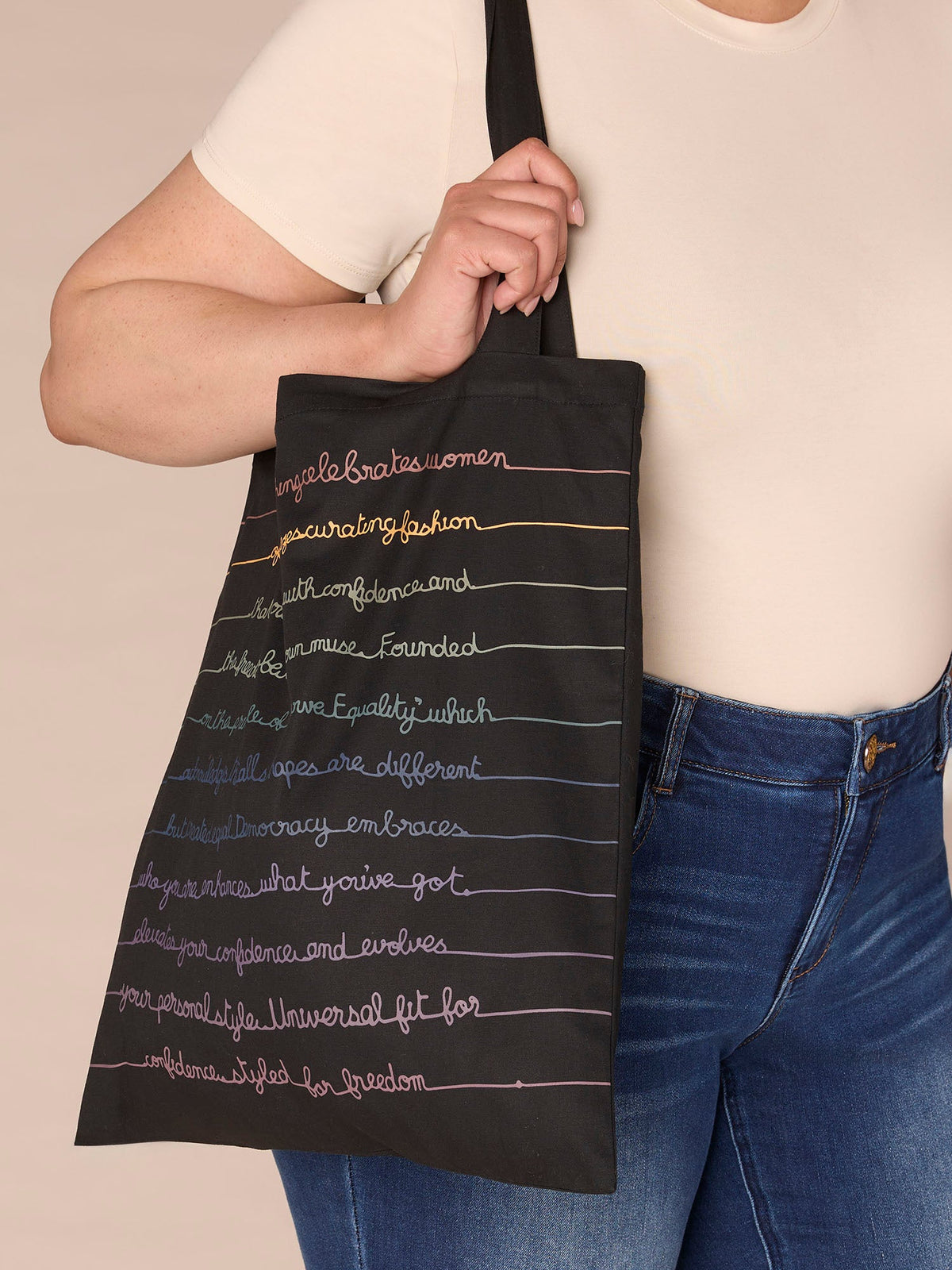Democracy Clothing Democracy Script Drawstring Tote Bag - Black