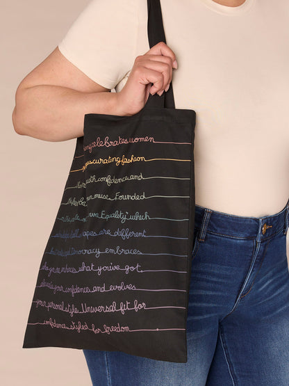 Democracy Clothing Democracy Script Drawstring Tote Bag - Black