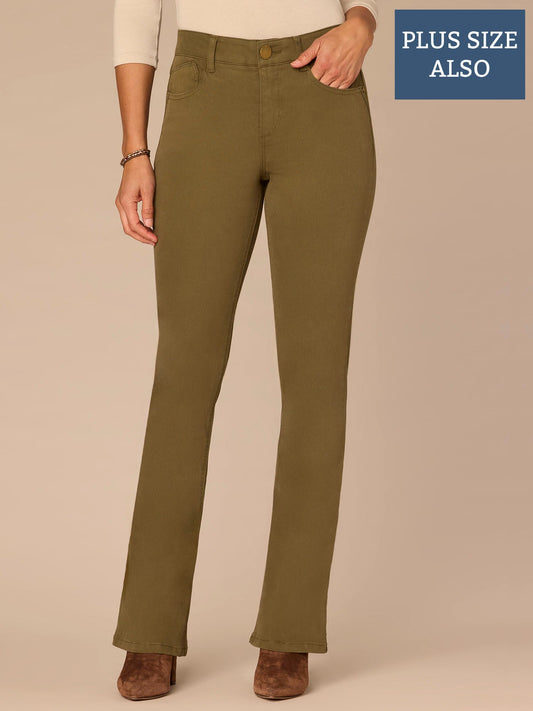 Democracy Clothing "Ab"solution Mid-Rise Colored Itty Bitty Boot Plus Size Pants - Forest Moss|Oxblood