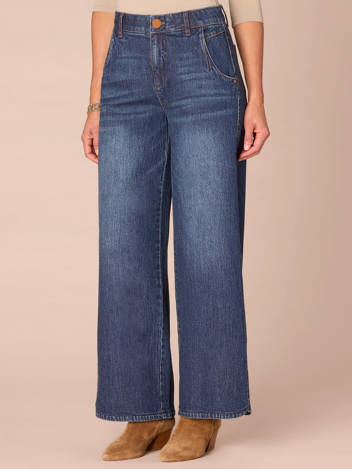 Democracy Clothing “Ab”solution® Skyrise Tulip Hem Wide Leg Plus Size Jeans in Blue - Blue Denim