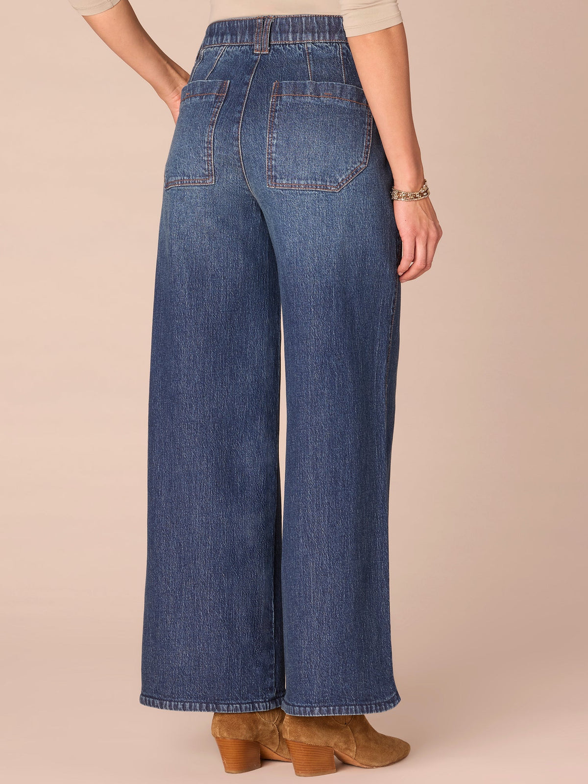 Democracy Clothing “Ab”solution® Skyrise Tulip Hem Wide Leg Plus Size Jeans in Blue - Blue Denim