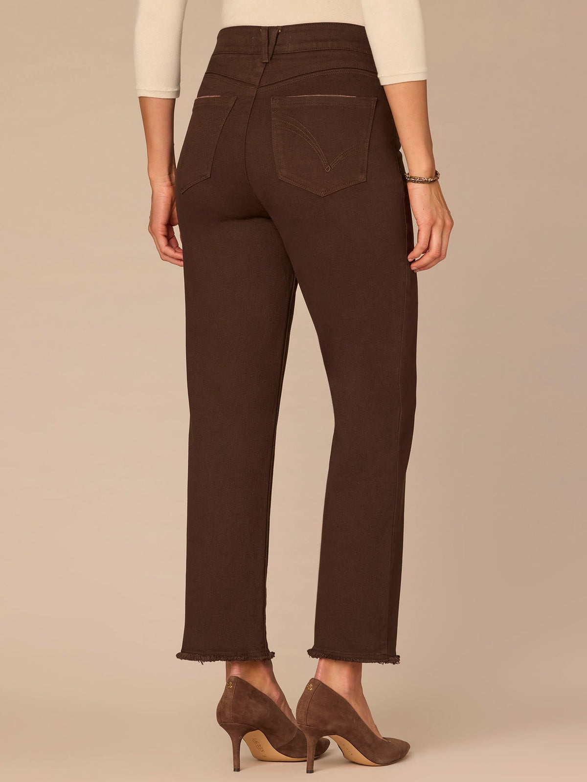 Democracy Clothing “Ab”solution® High Rise Cascading D Plus Size Slim Straight Pants - Brown|Forest Moss|Fig Jam|Wheat