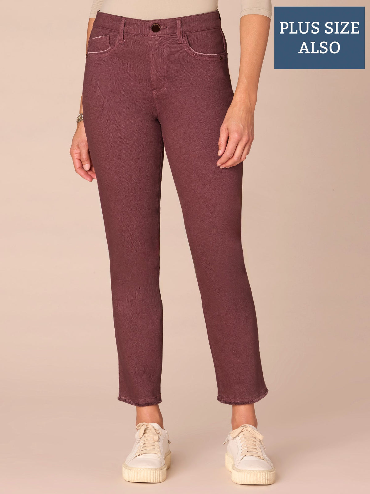 Democracy Clothing “Ab”solution® High Rise Cascading D Plus Size Slim Straight Pants - Brown|Forest Moss|Fig Jam|Wheat