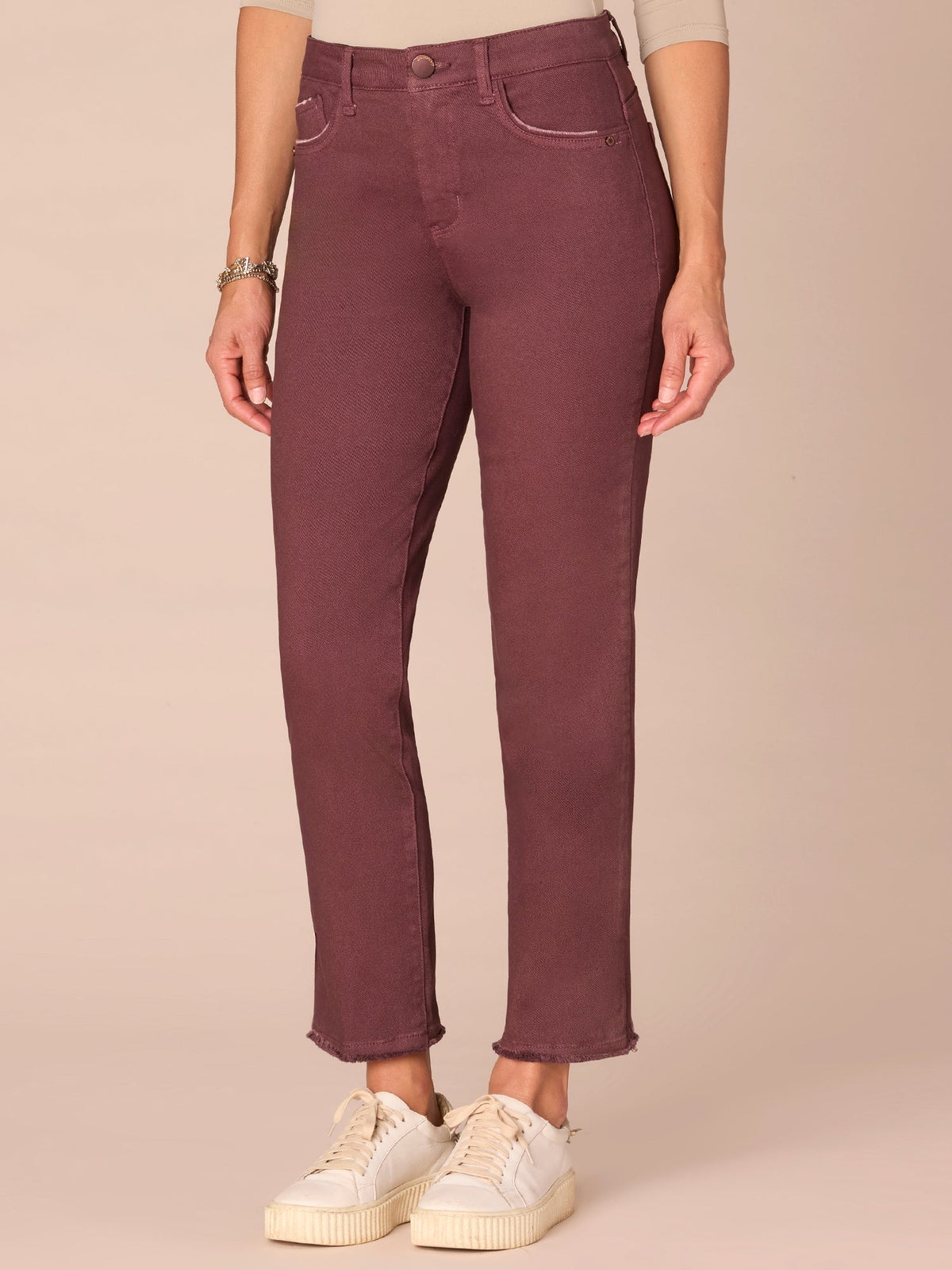 Democracy Clothing “Ab”solution® High Rise Cascading D Plus Size Slim Straight Pants - Brown|Forest Moss|Fig Jam|Wheat