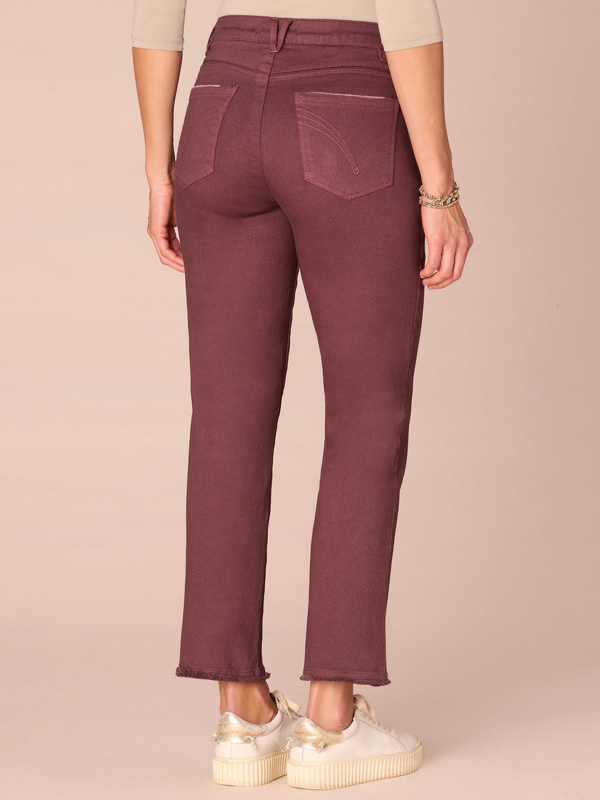 Democracy Clothing “Ab”solution® High Rise Cascading D Plus Size Slim Straight Pants - Brown|Forest Moss|Fig Jam|Wheat