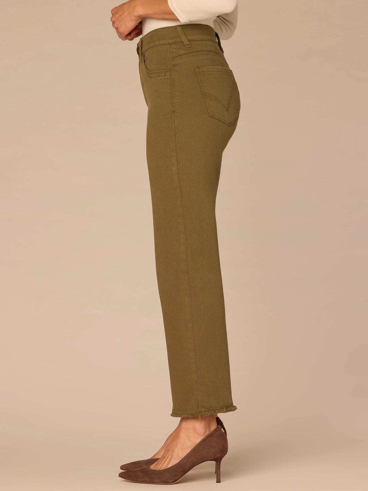 Democracy Clothing “Ab”solution® High Rise Cascading D Plus Size Slim Straight Pants - Brown|Forest Moss|Fig Jam|Wheat