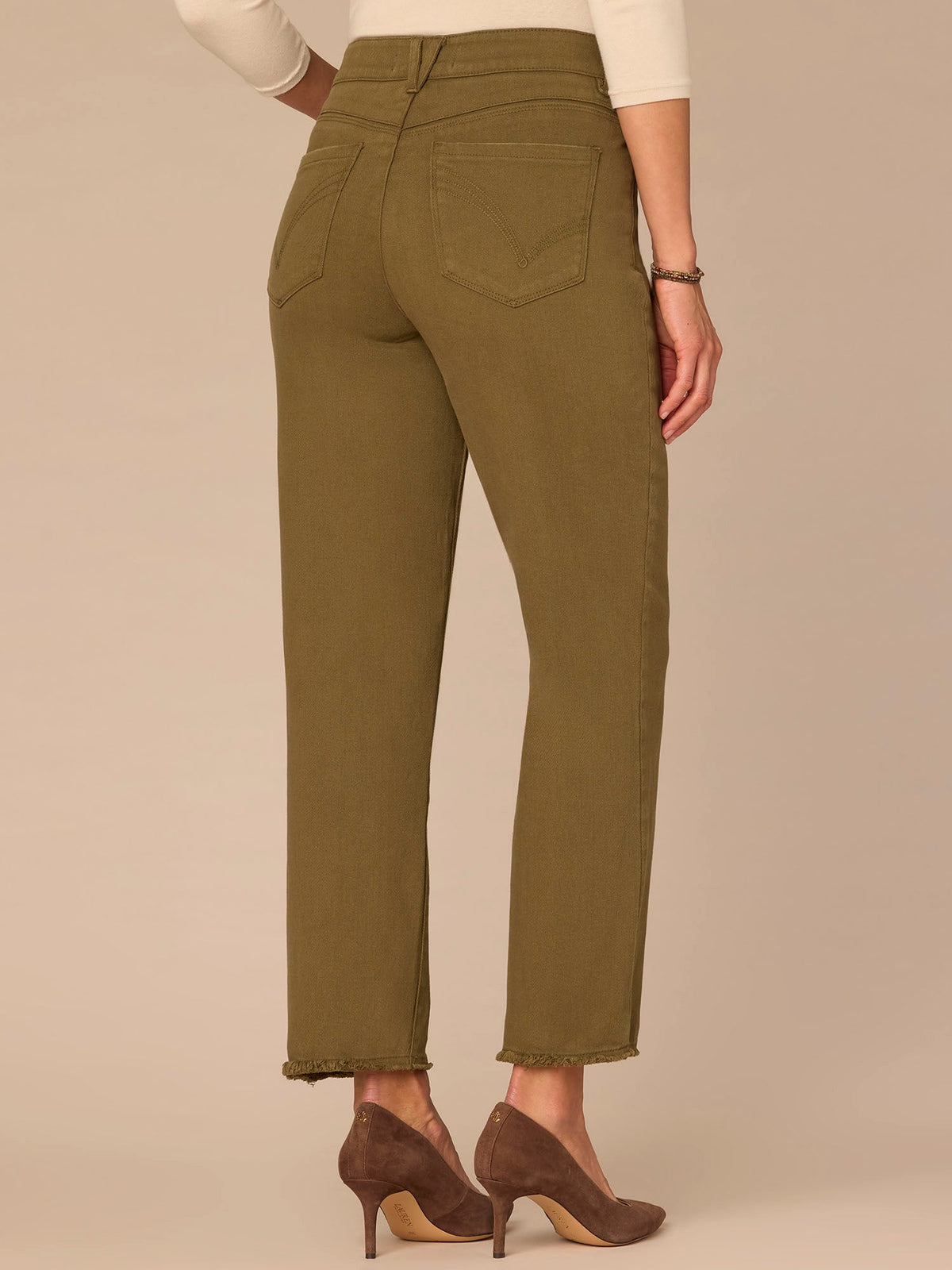 Democracy Clothing “Ab”solution® High Rise Cascading D Plus Size Slim Straight Pants - Brown|Forest Moss|Fig Jam|Wheat