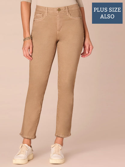 Democracy Clothing “Ab”solution® High Rise Cascading D Plus Size Slim Straight Pants - Brown|Forest Moss|Fig Jam|Wheat