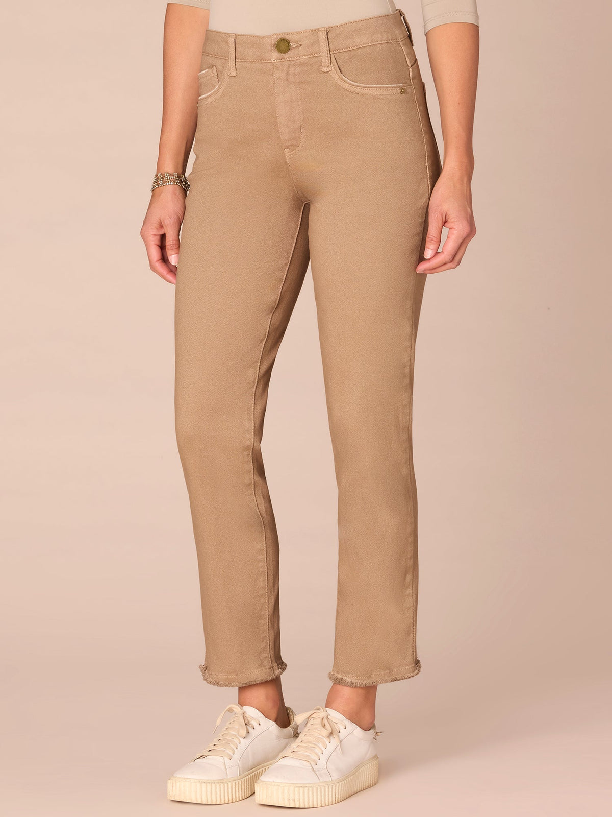 Democracy Clothing “Ab”solution® High Rise Cascading D Plus Size Slim Straight Pants - Brown|Forest Moss|Fig Jam|Wheat