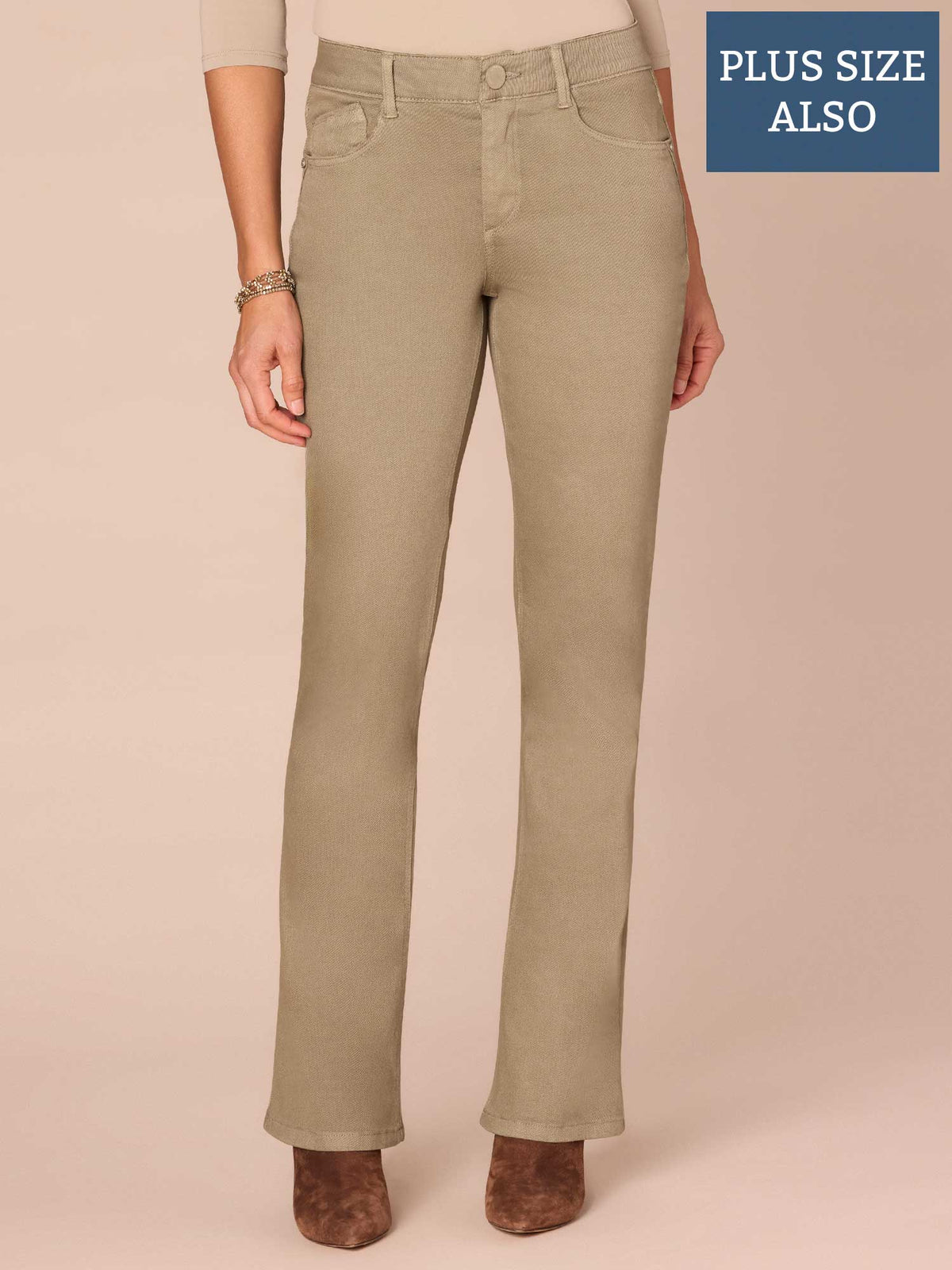 Democracy Clothing "Ab"solution® Mid-Rise Itty Bitty Boot Plus Size Pants - Cold Brew|Laurel Oak