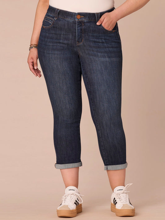 Democracy Clothing “Ab”solution® Mid-Rise Indigo Roll Cuff Plus Size Ankle Skimmer Jeans - Indigo Denim