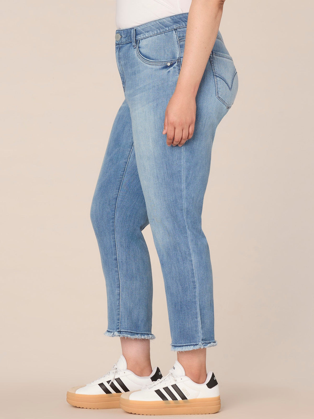 Democracy Clothing "Ab"solution Plus Size Cascading "D" Back Pocket Slim Straight Jean - Mid Blue Denim
