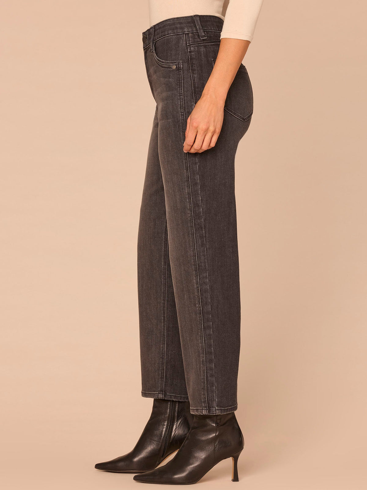 Democracy Clothing "Ab"solution® High Rise Double Seam Plus Size Ankle Straight Leg Jeans - Black Washed Black Denim