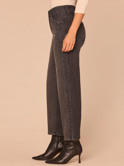 Democracy Clothing "Ab"solution® High Rise Double Seam Plus Size Ankle Straight Leg Jeans - Black Washed Black Denim