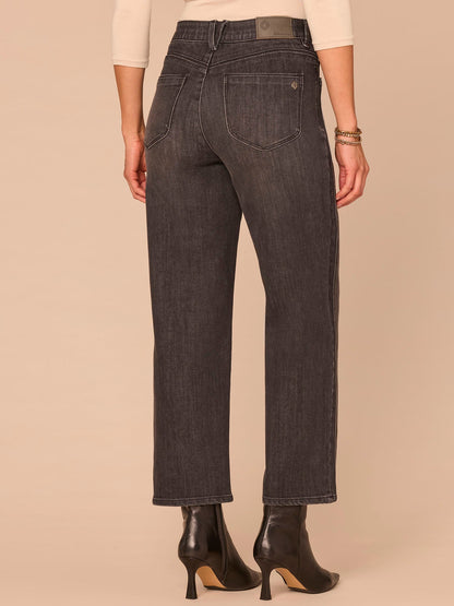 Democracy Clothing "Ab"solution® High Rise Double Seam Plus Size Ankle Straight Leg Jeans - Black Washed Black Denim