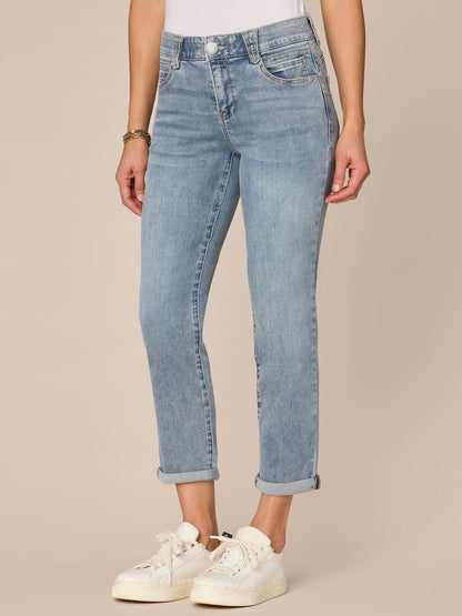 Democracy Clothing “Ab”solution® Mid-Rise Roll Cuff Ankle Skimmer Plus Size Jeans - Light Blue Denim