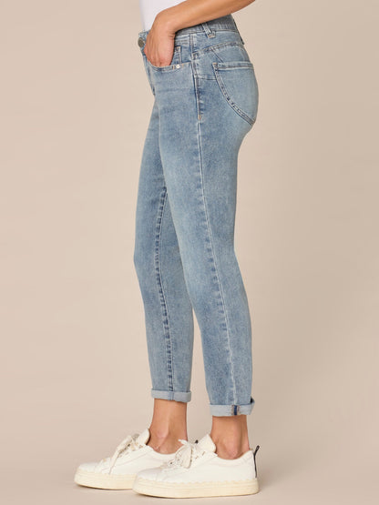 Democracy Clothing “Ab”solution® Mid-Rise Roll Cuff Ankle Skimmer Plus Size Jeans - Light Blue Denim