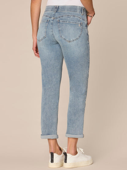 Democracy Clothing “Ab”solution® Mid-Rise Roll Cuff Ankle Skimmer Plus Size Jeans - Light Blue Denim