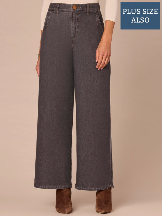 Democracy Clothing "Ab"solution® Skyrise Tulip Hem Wide Leg Plus Size Jeans - Grey Denim