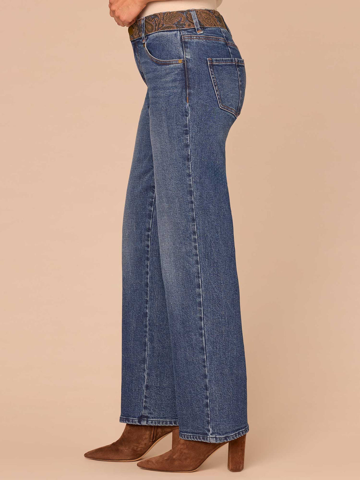 Democracy Clothing "Ab"solution® Mid-Rise Embroidered Waist Straight Leg Plus Size Jeans - Blue Denim
