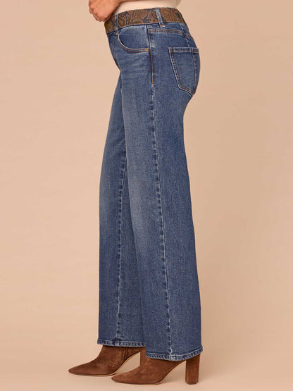 Democracy Clothing "Ab"solution® Mid-Rise Embroidered Waist Straight Leg Plus Size Jeans - Blue Denim