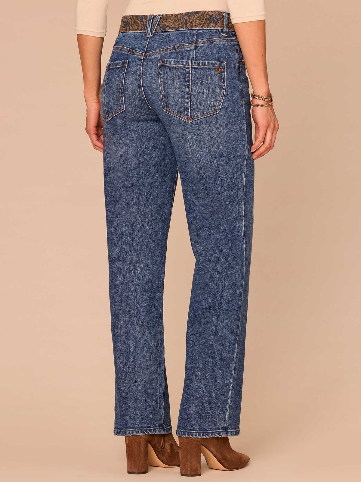Democracy Clothing "Ab"solution® Mid-Rise Embroidered Waist Straight Leg Plus Size Jeans - Blue Denim