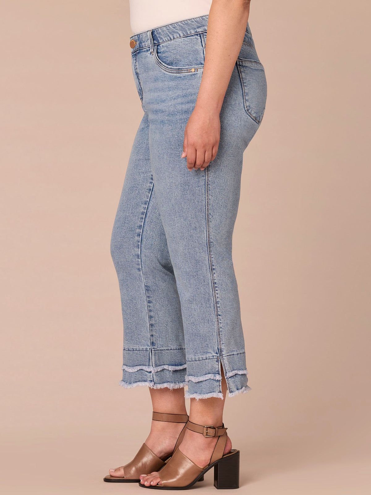 Democracy Clothing "Ab"solution® Mid-Rise Double Scallop Hem Plus Size Kick Flare Jean - Light Blue Artisanal Denim