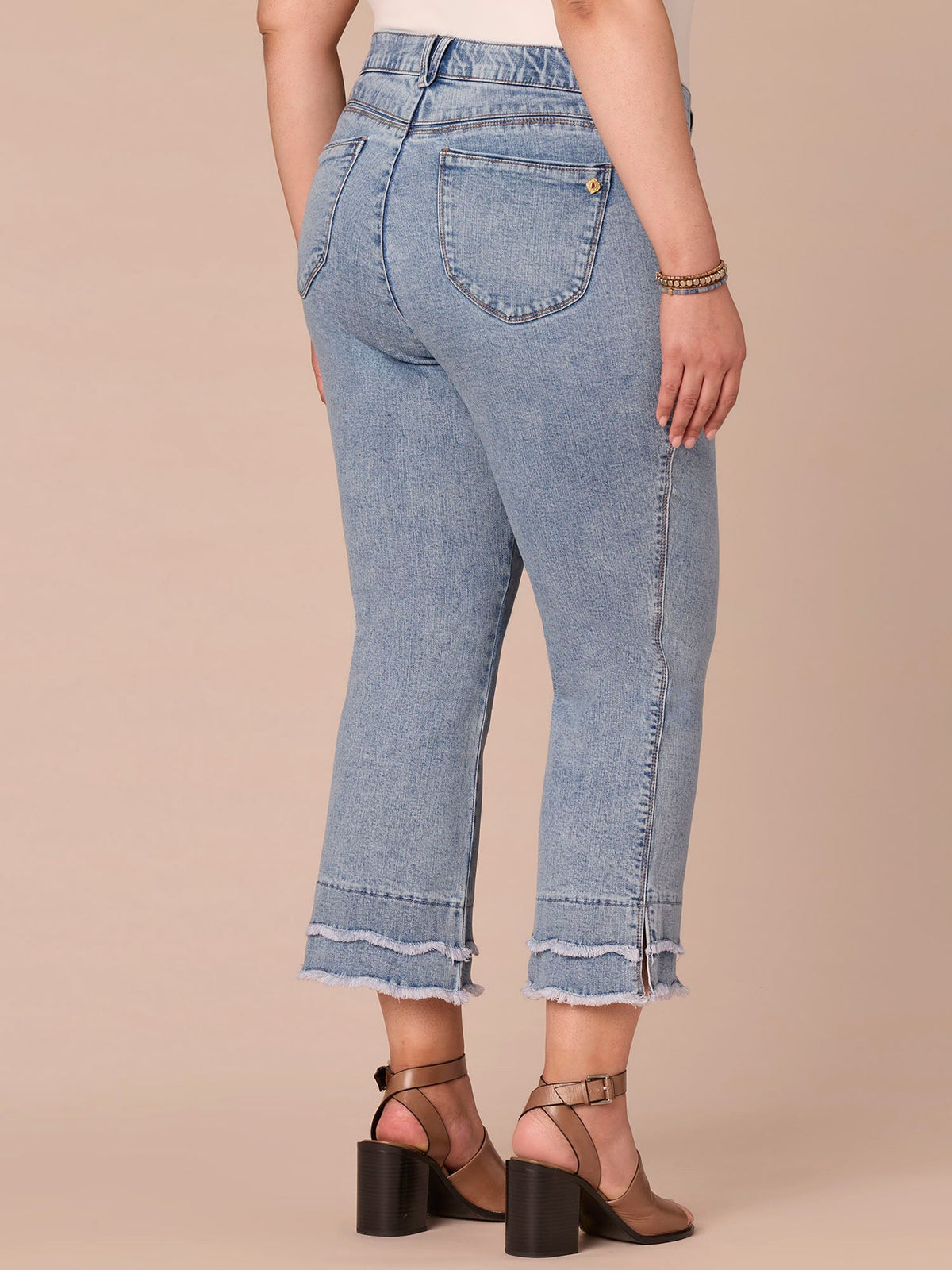 Democracy Clothing "Ab"solution® Mid-Rise Double Scallop Hem Plus Size Kick Flare Jean - Light Blue Artisanal Denim