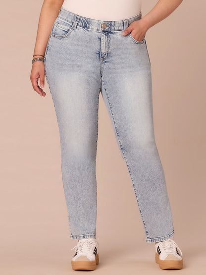 Democracy Clothing “Ab”solution® Mid-Rise Booty Lift Plus Size Straight Leg Jeans - Light Blue Artisanal Denim