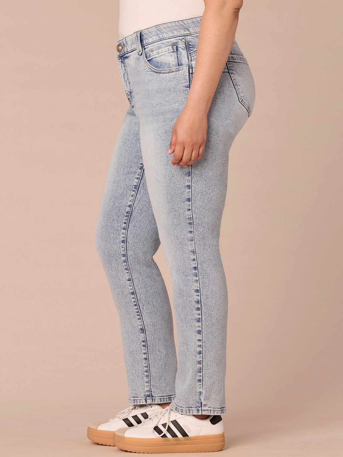 Democracy Clothing “Ab”solution® Mid-Rise Booty Lift Plus Size Straight Leg Jeans - Light Blue Artisanal Denim
